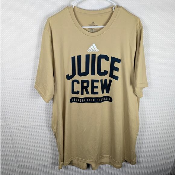 Adidas Georgia Tech Juice Crew Football Shirt XLT Gold AEROREADY Creator Tee - Picture 1 of 6